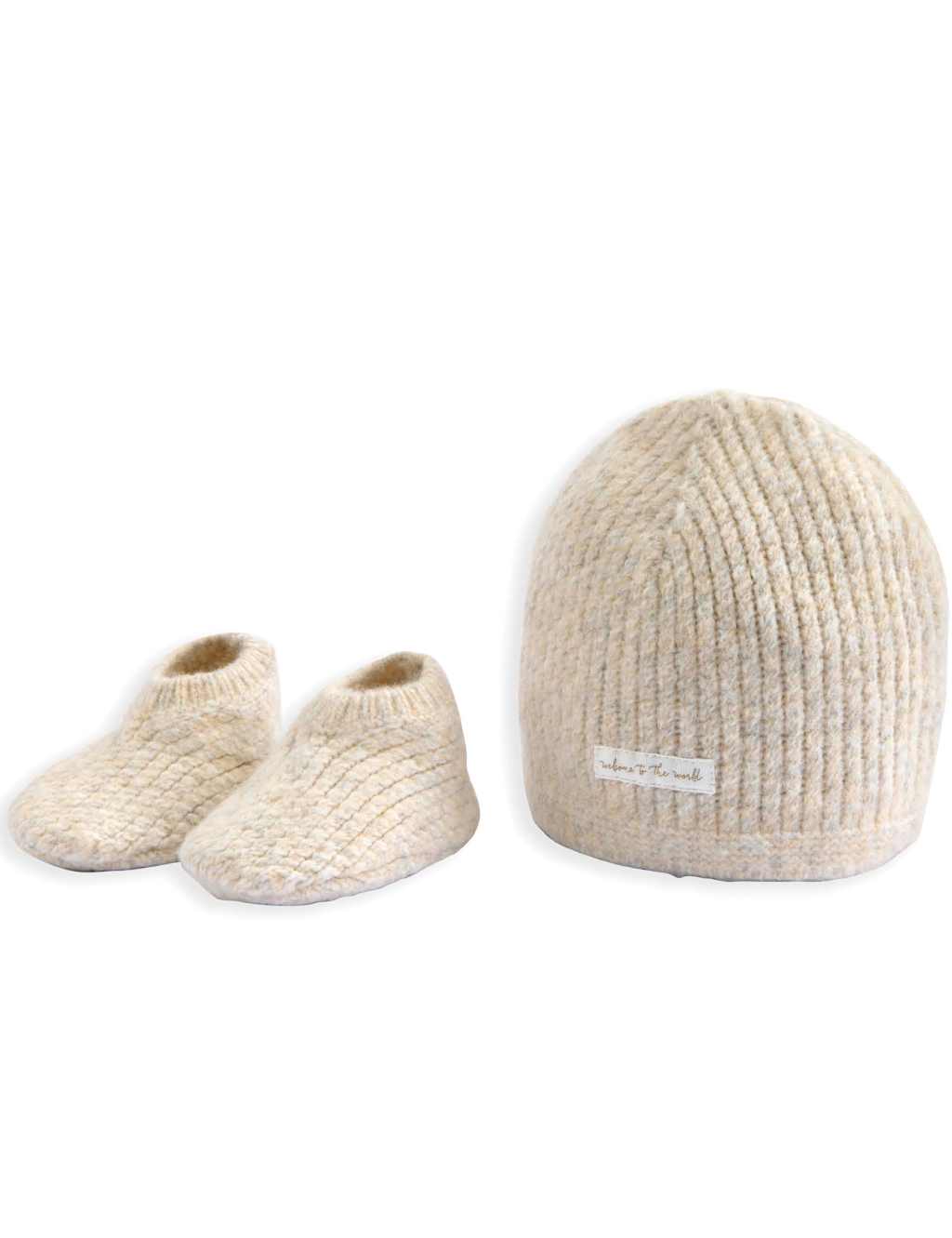 Mamas & Papas 2pc Waffle Knit Hat and Booties Set (0-6 Mths) Oatmeal Mix