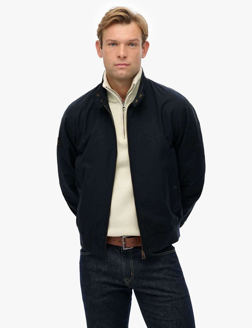 Superdry & Co Cotton Blend Harrington Jacket Navy