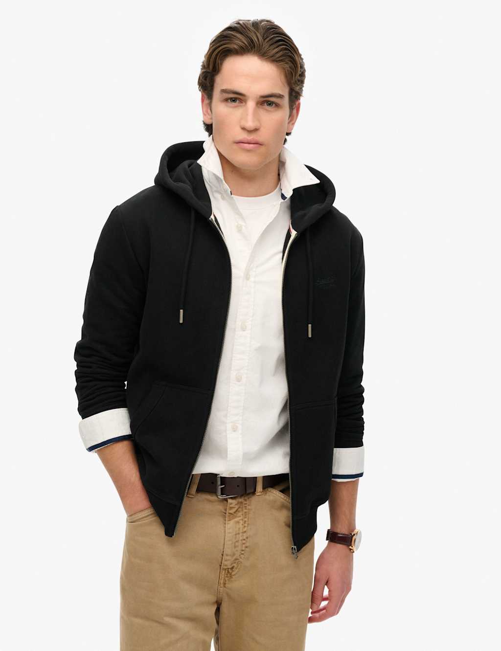 Superdry & Co Men's Cotton Rich Zip Up Hoodie - M - Black - Available at M&S
