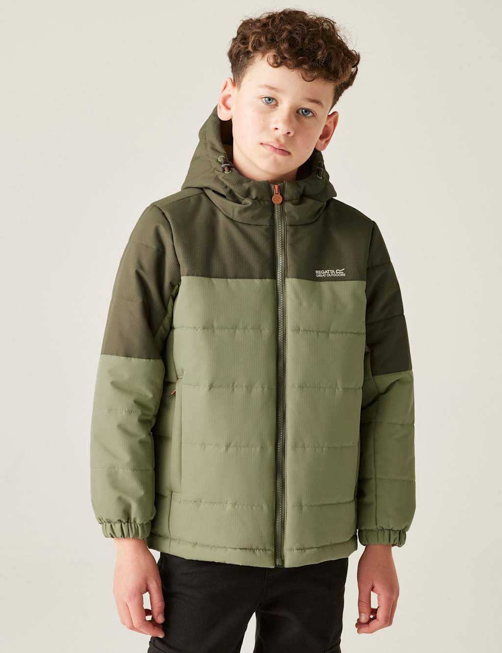 Regatta Lofthouse Hooded Puffer Jacket (3-14 Years) Green Mix