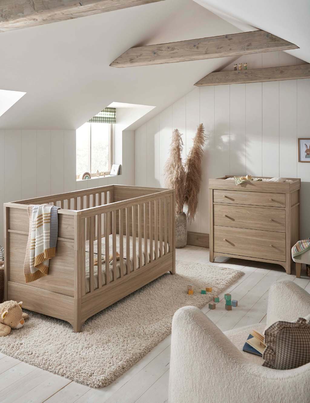 Mamas & Papas Barton Cot Bed & 3 Drawer Chest Set Brown