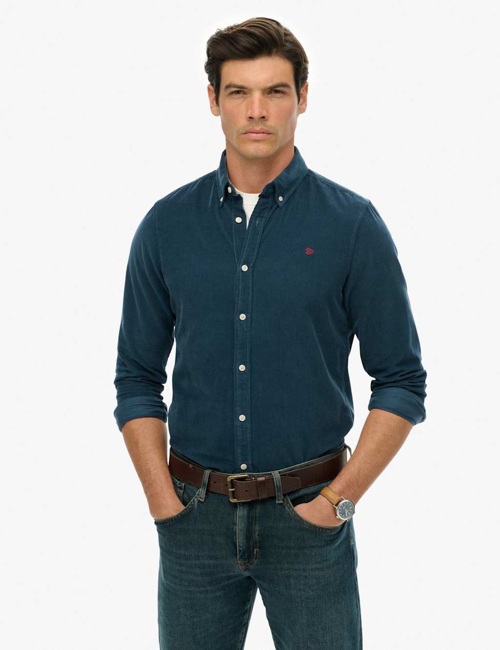 Superdry & Co Relaxed Fit Pure Cotton Corduroy Shirt Blue