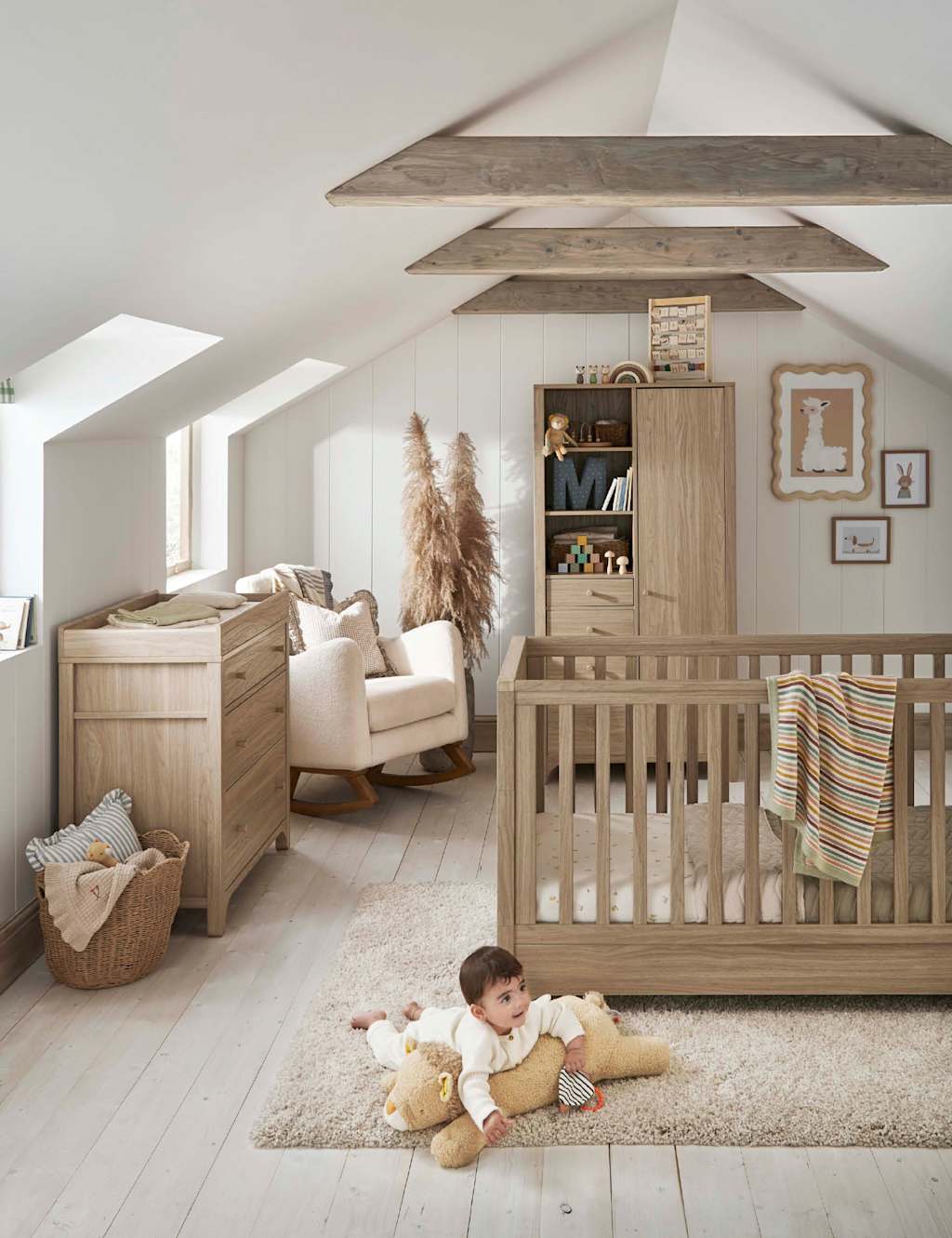 Mamas & Papas Barton Cot Bed 3 Drawer Chest & Wardrobe Set Brown