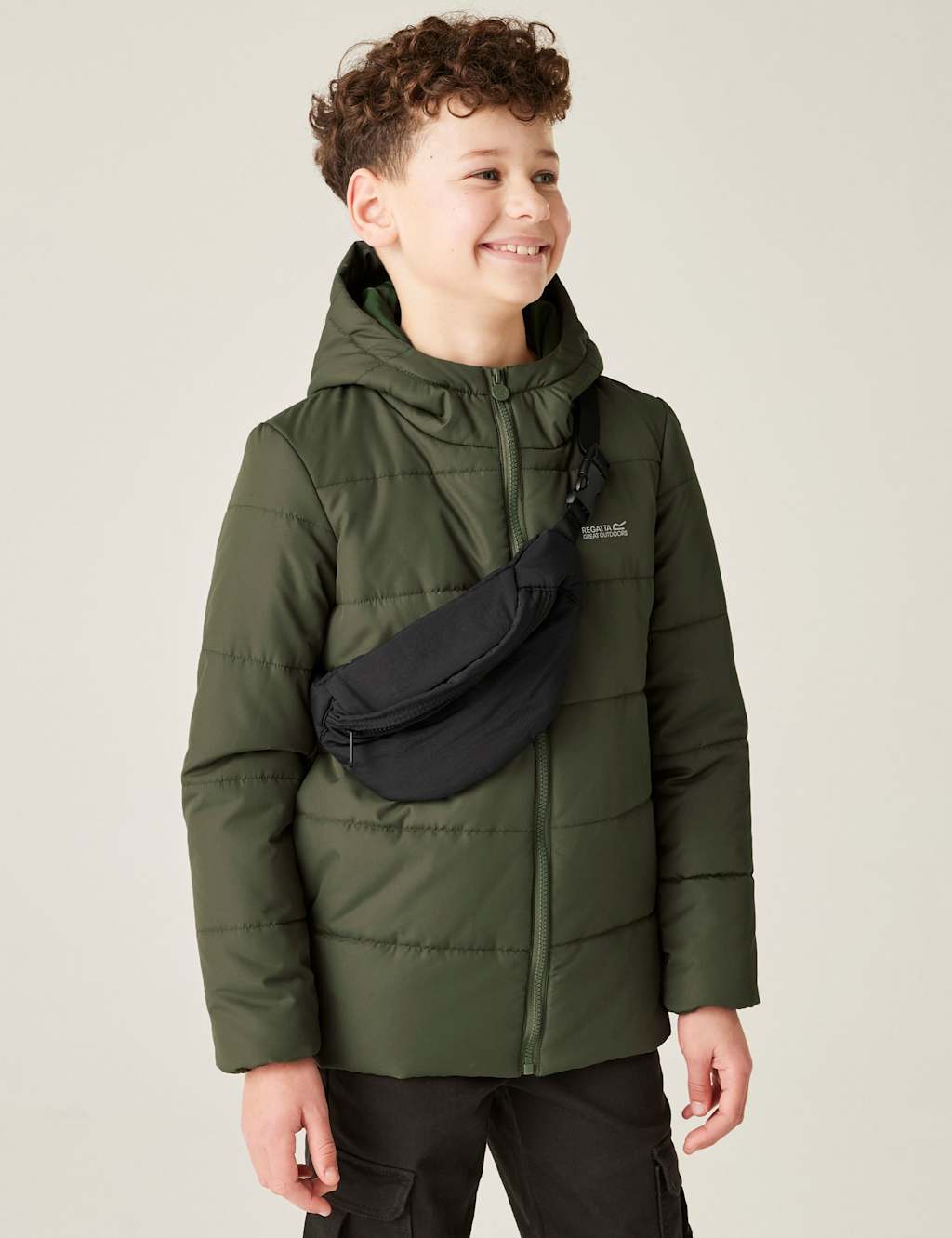 Regatta Halkner Hooded Puffer Jacket (3-14 Years) Green Mix