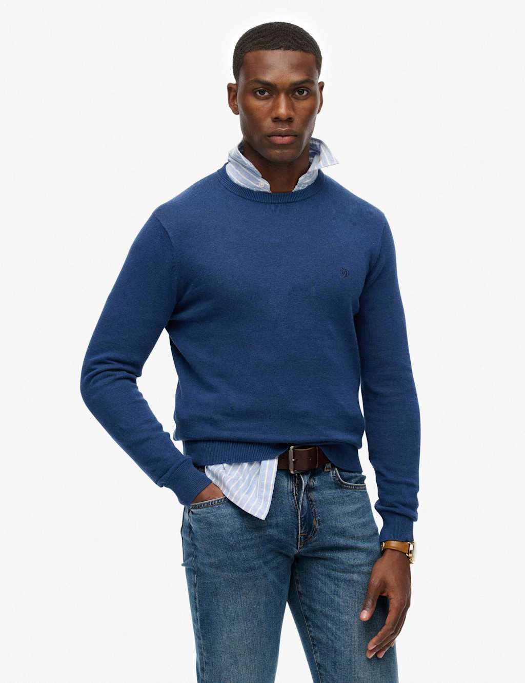 Superdry & Co Pure Cotton Crew Neck Jumper Blue