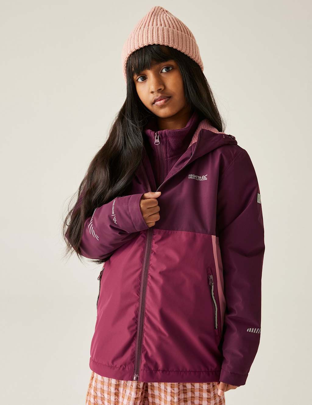 Regatta Hillain Waterproof Hooded Jacket (3-14 Years) Purple