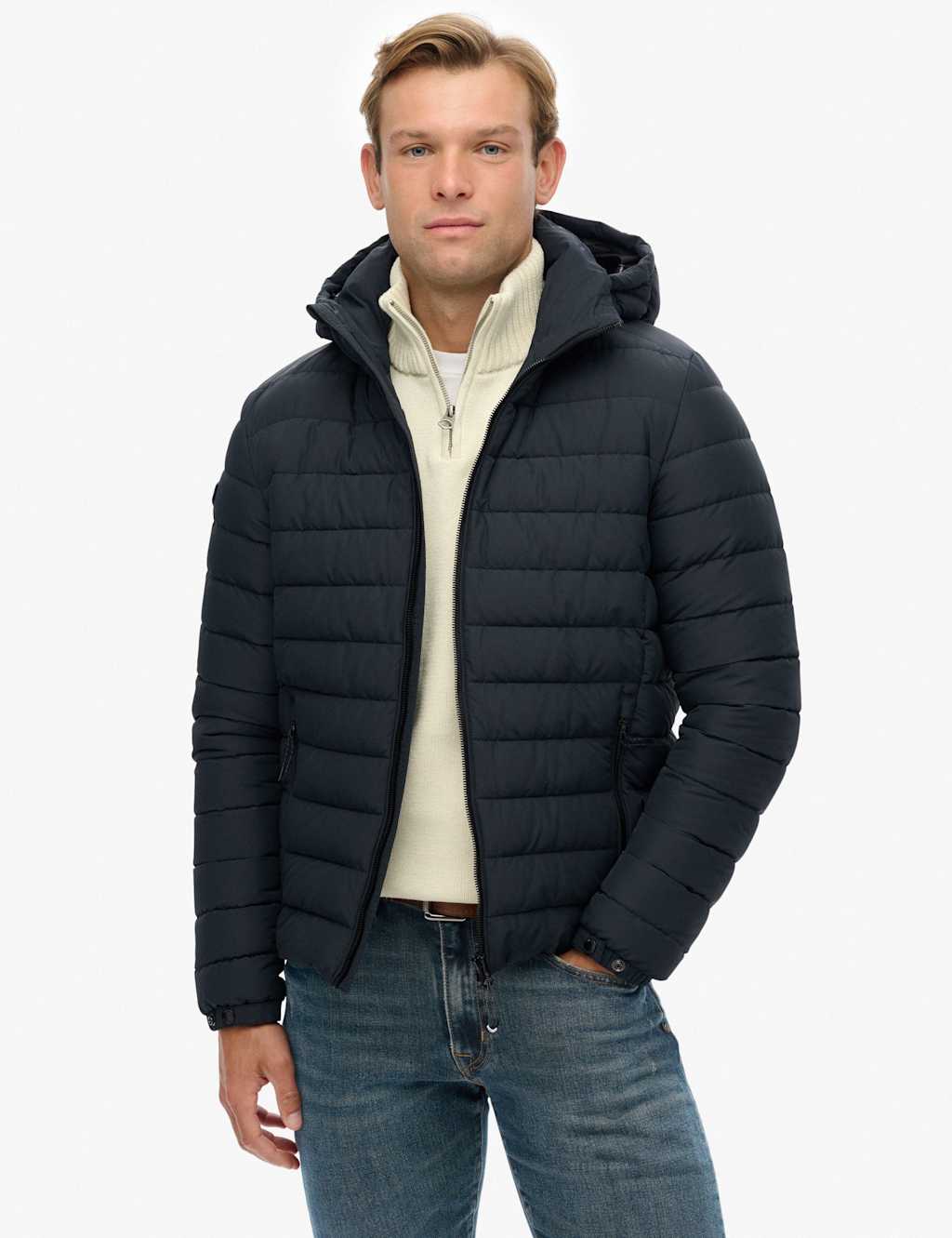 Superdry & Co Hooded Padded Puffer Jacket Navy