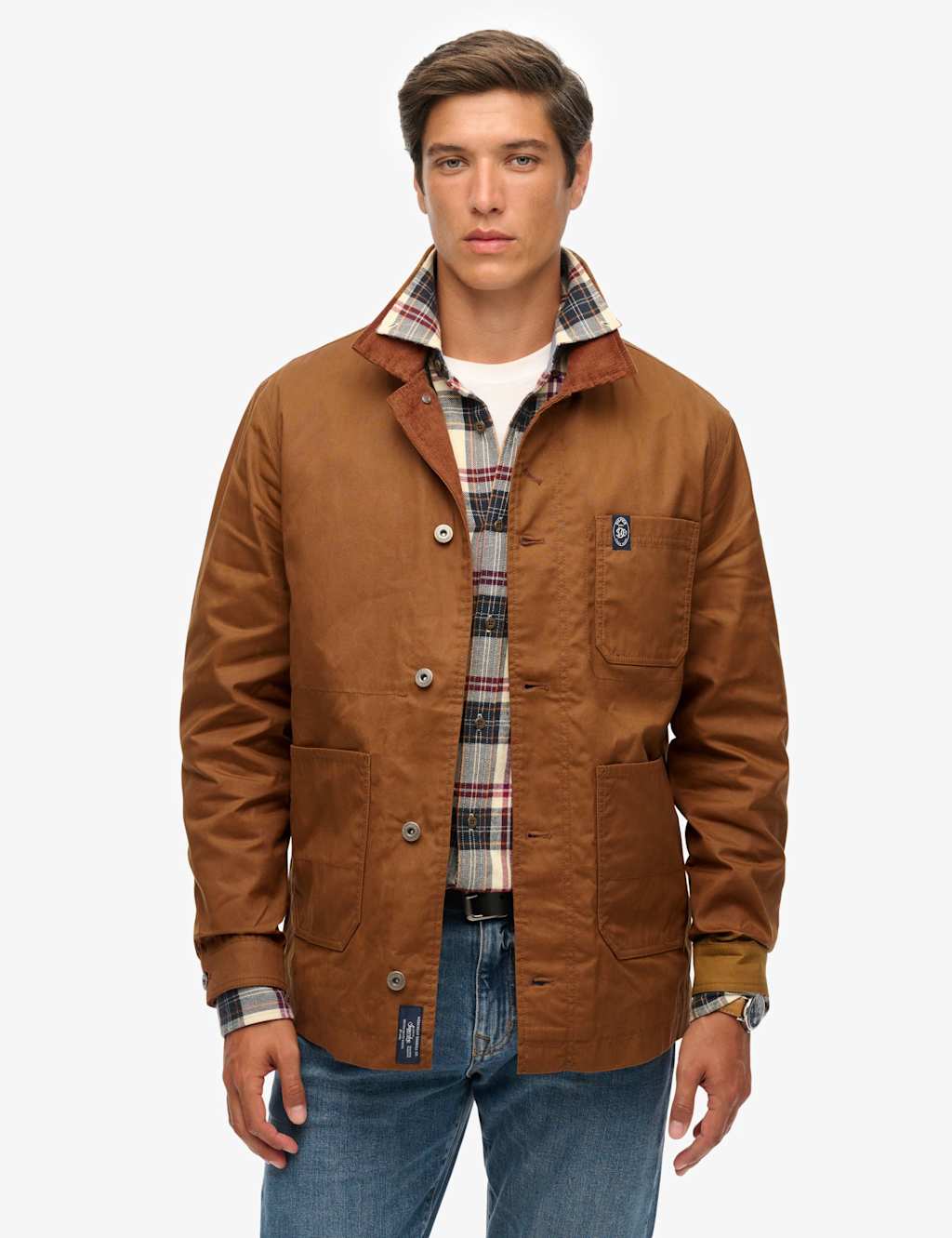 Superdry & Co Cotton Rich Waxed Worker Jacket Brown