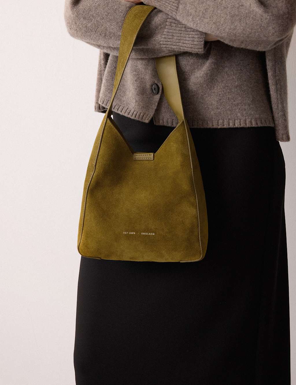 Jigsaw Suede Mini Tote Bag Dark Green