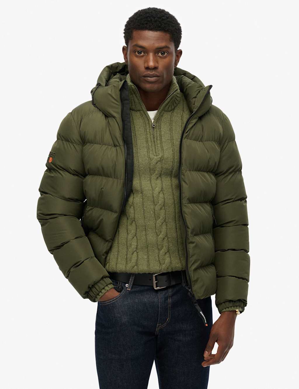Superdry & Co Padded Hooded Puffer Jacket Green