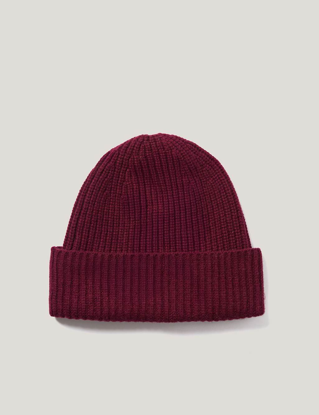 Jigsaw Wool Rich Rib Beanie Hat Burgundy