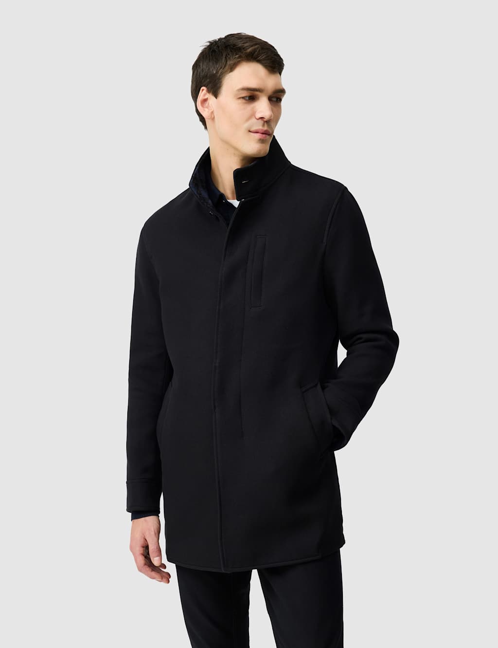 Rodd & Gunn Cain Pure Cotton Twill Overcoat Black