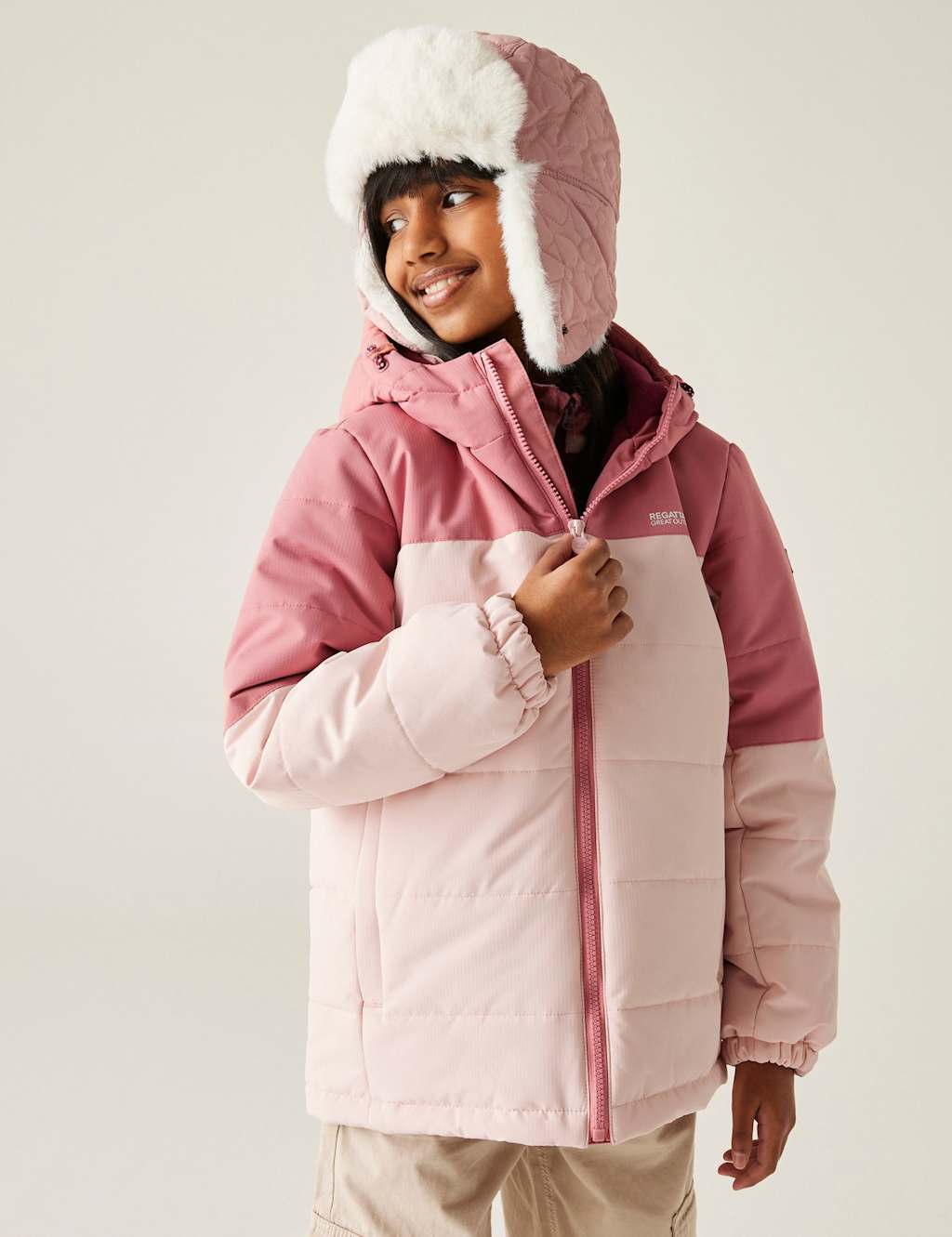 Regatta Lofthouse Hooded Puffer Jacket (3-14 Years) Pink Mix