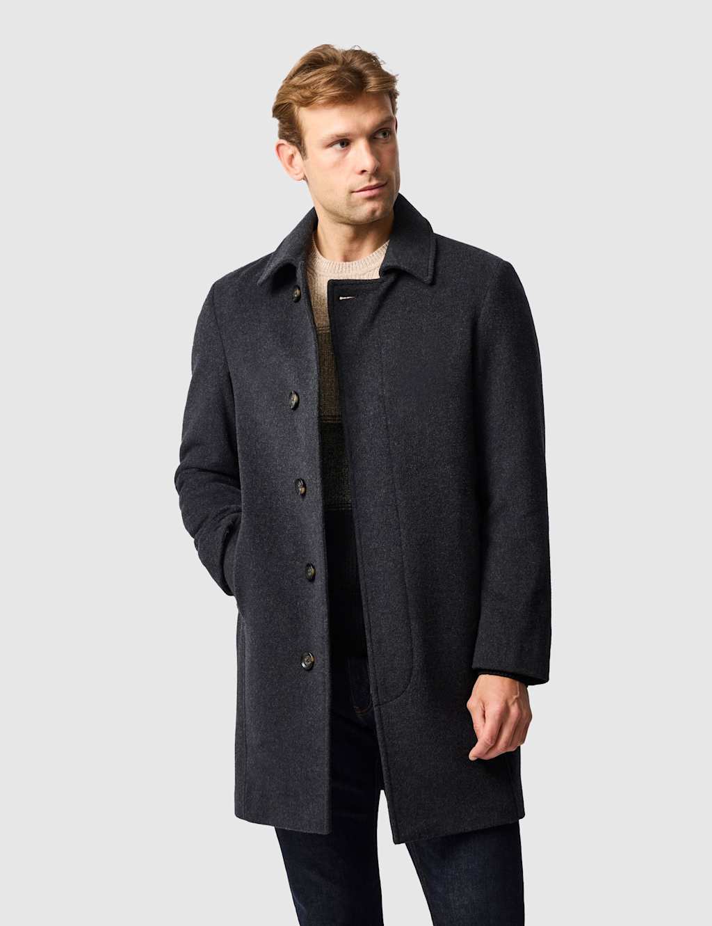 Rodd & Gunn Archers Wool Rich Textured Car Coat Black