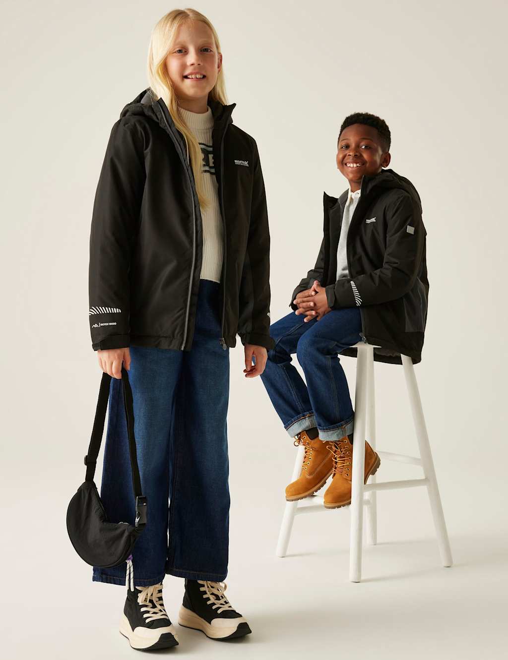 Regatta Hurdle Raincoat (3-14 Years) Grey Mix