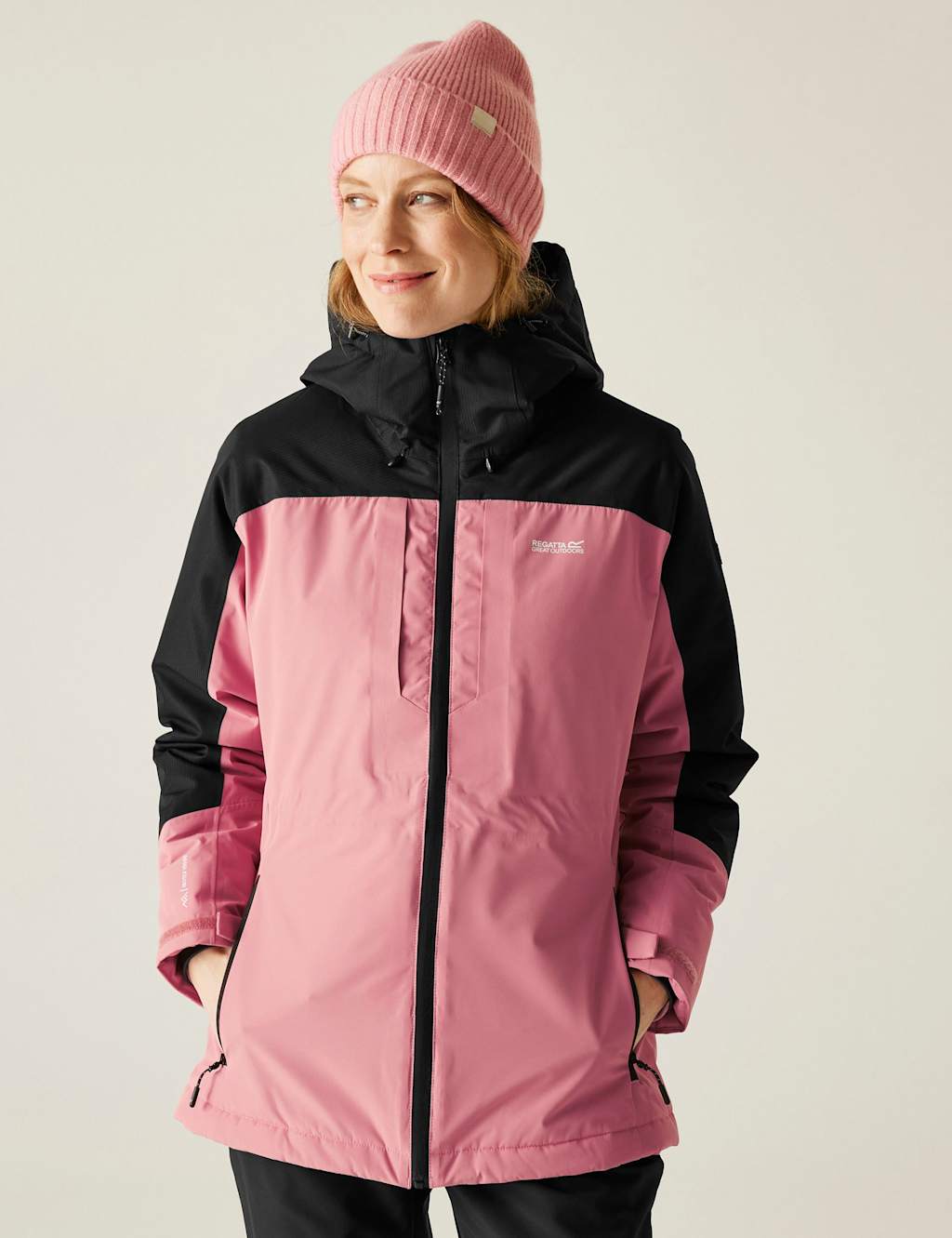 Regatta Maldeine Waterproof Hooded Raincoat Pink Mix