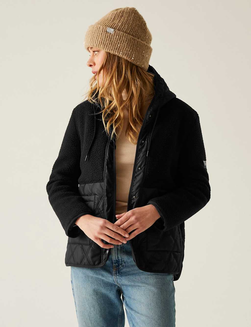 Regatta Mikayla Quilted Hooded Fleece Jacket Black