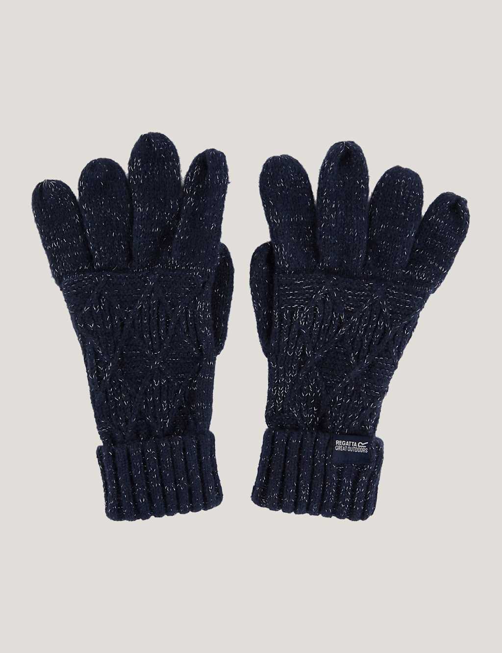 Regatta Multimix Knitted Sparkly Cuffed Gloves Navy