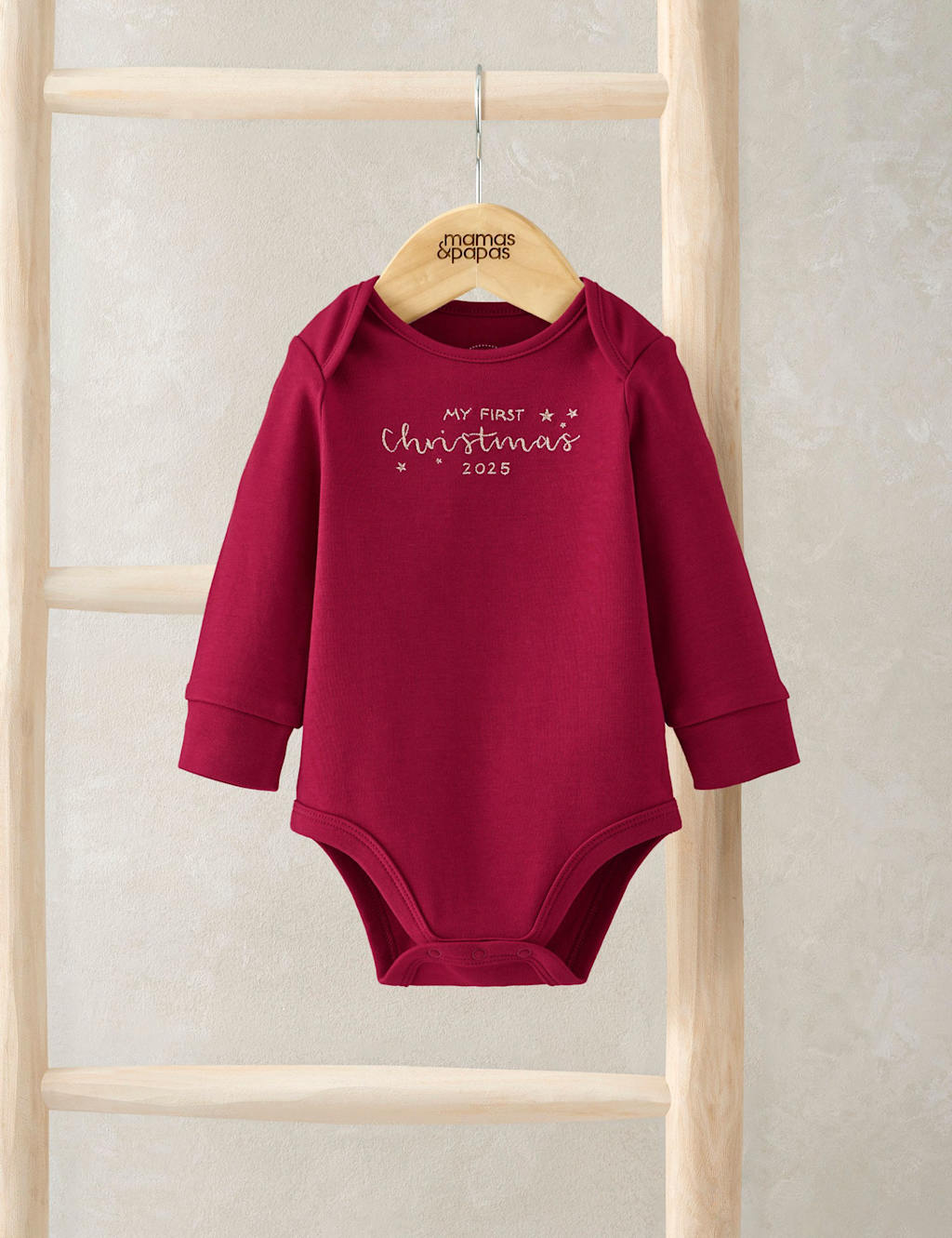 Mamas & Papas Pure Cotton Christmas Bodysuit (0-12 Mths) Red