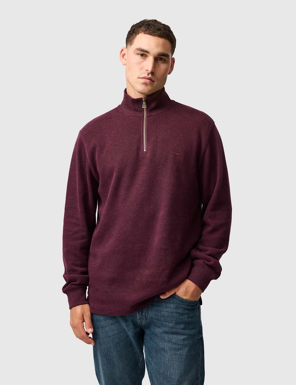 Rodd & Gunn Alton Ave Pure Cotton Half Zip Sweatshirt Dark Purple