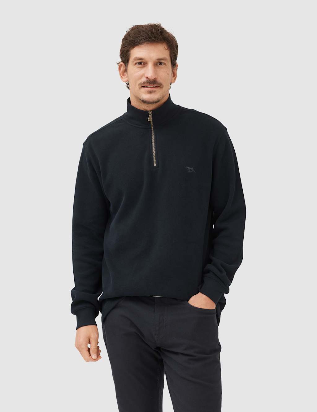 Rodd & Gunn Alton Ave Pure Cotton Half Zip Sweatshirt Dark Indigo