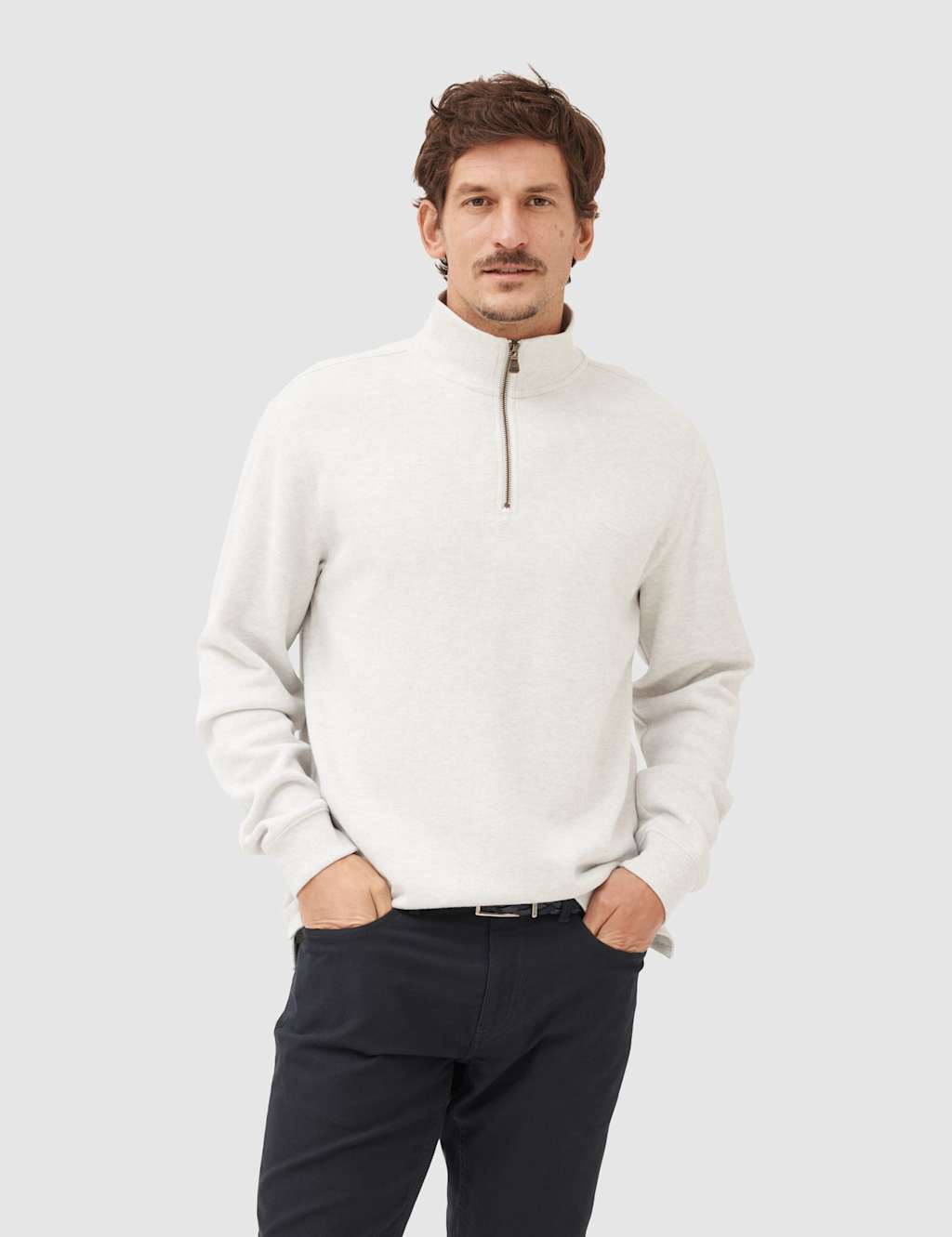 Rodd & Gunn Alton Ave Pure Cotton Half Zip Sweatshirt Grey Marl