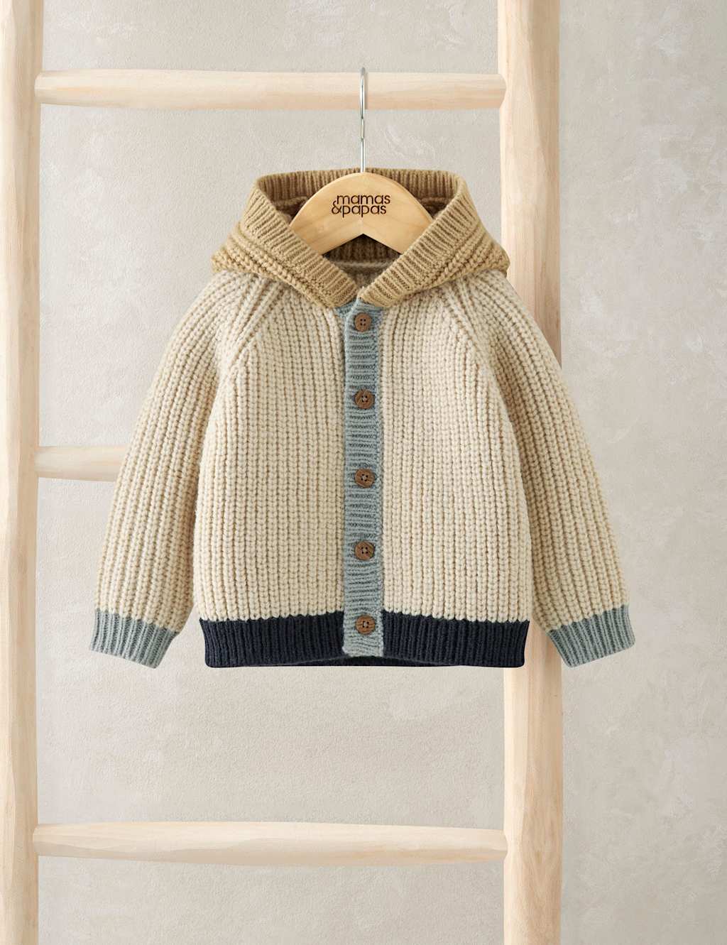 Mamas & Papas Colour Block Hooded Cardigan with Wool (0-12 Mths) Multi