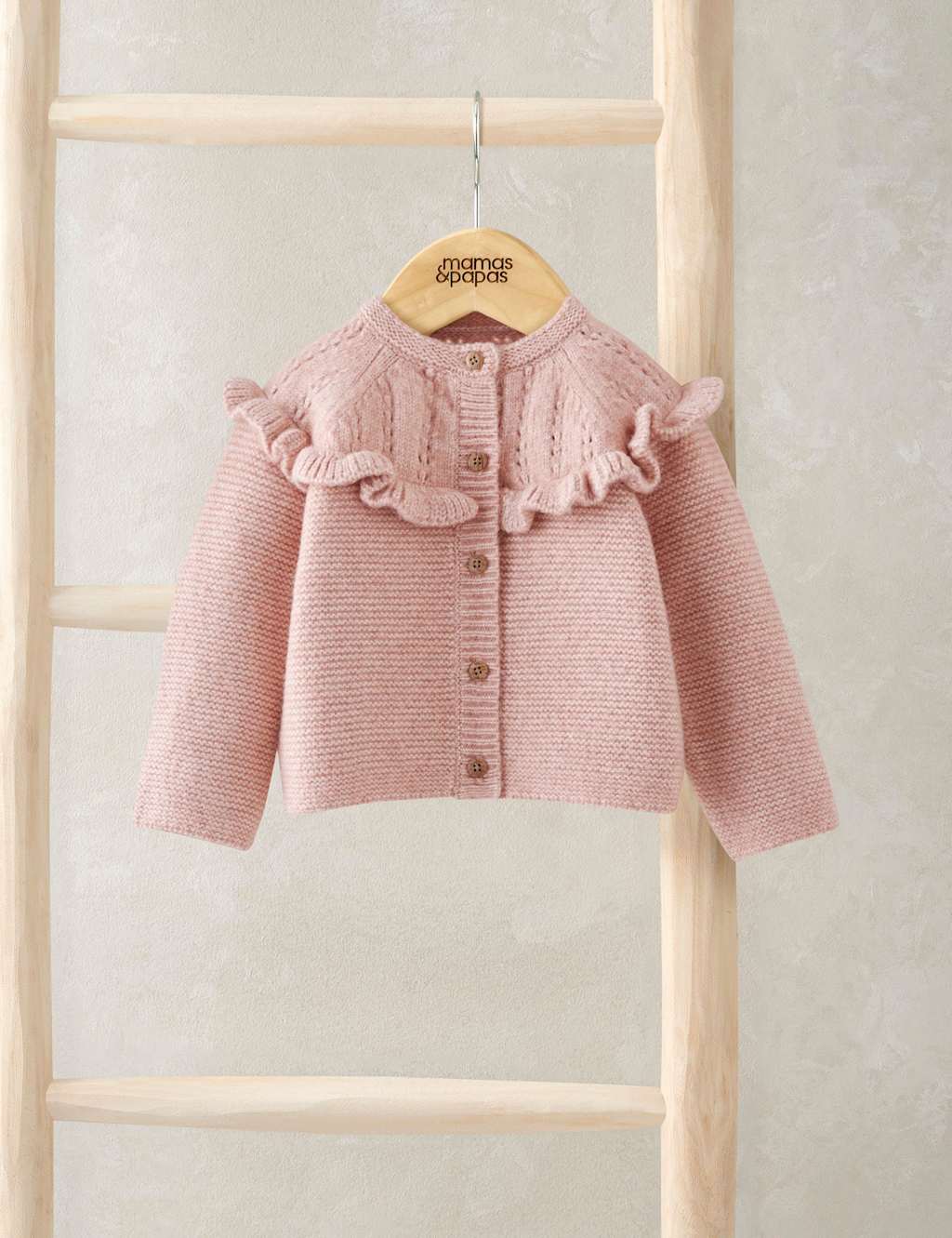 Mamas & Papas Knitted Frill Trim Cardigan (0-12 Mths) Pink