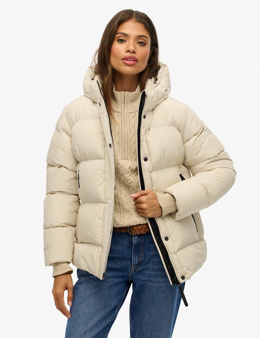Superdry & Co Hooded Puffer Jacket Beige
