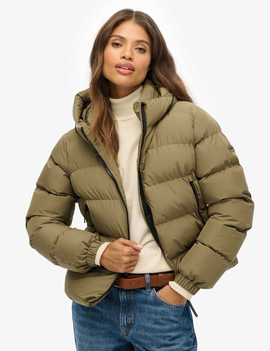 Superdry & Co Funnel Neck Puffer Jacket Green