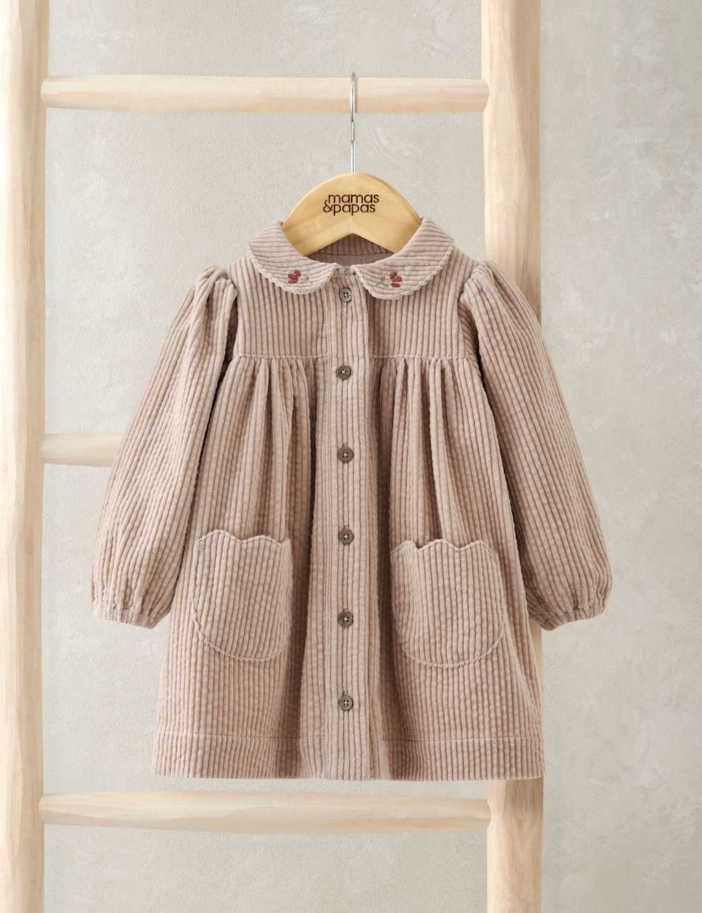 Mamas & Papas Pure Cotton Cord Collared Dress (0 Mths-3 Yrs) Pink