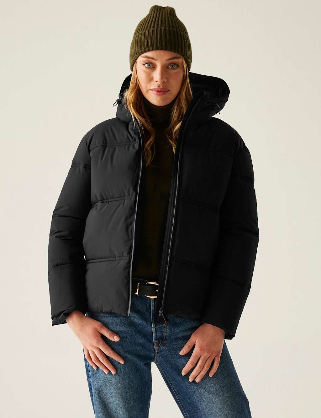 Regatta Roxienne Quilted Hooded Puffer Jacket Black