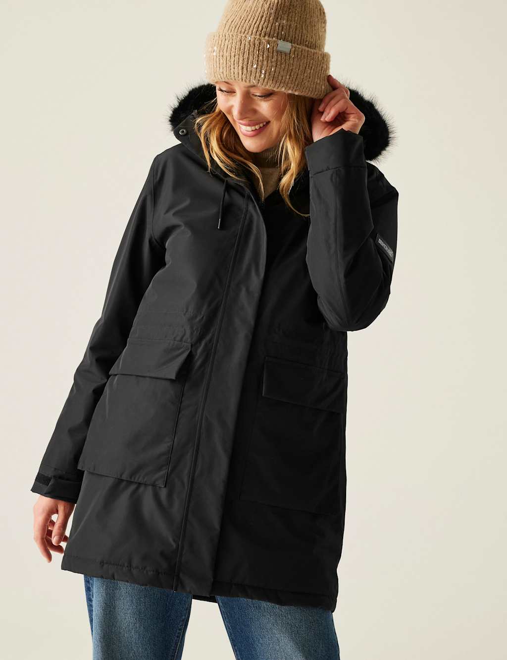 Regatta Sabinka Hooded Longline Parka Coat Black