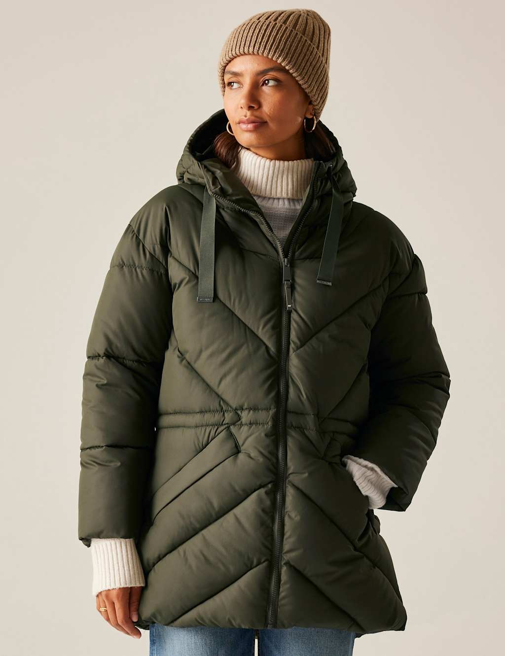 Regatta Rusey Hooded Quilted Puffer Jacket Green