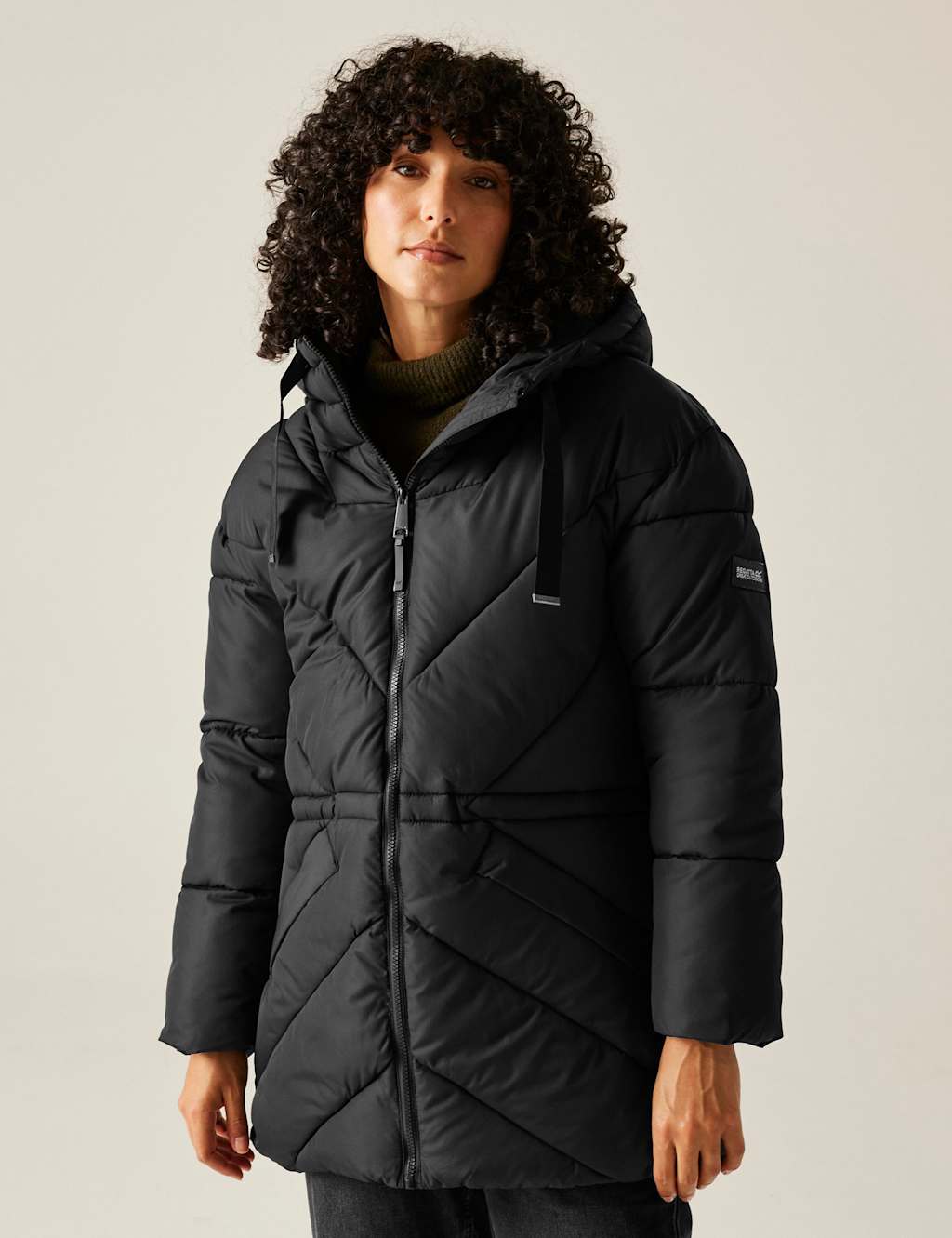 Regatta Rusey Hooded Quilted Puffer Jacket Black