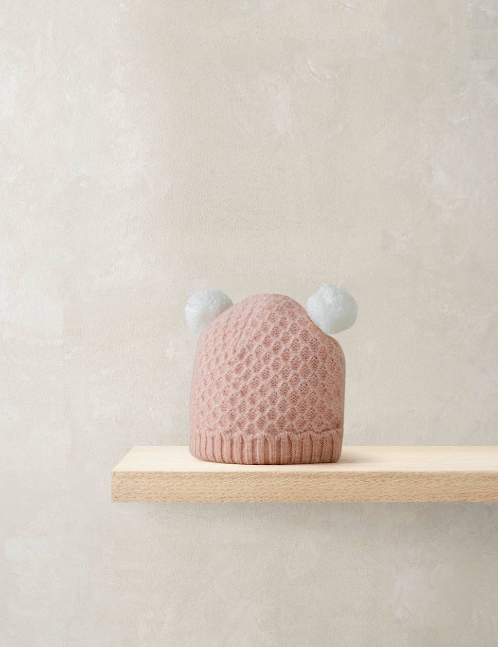 Mamas & Papas Kids' Double Pom Pom Knitted Winter Hat (0-12 Mths) Pink