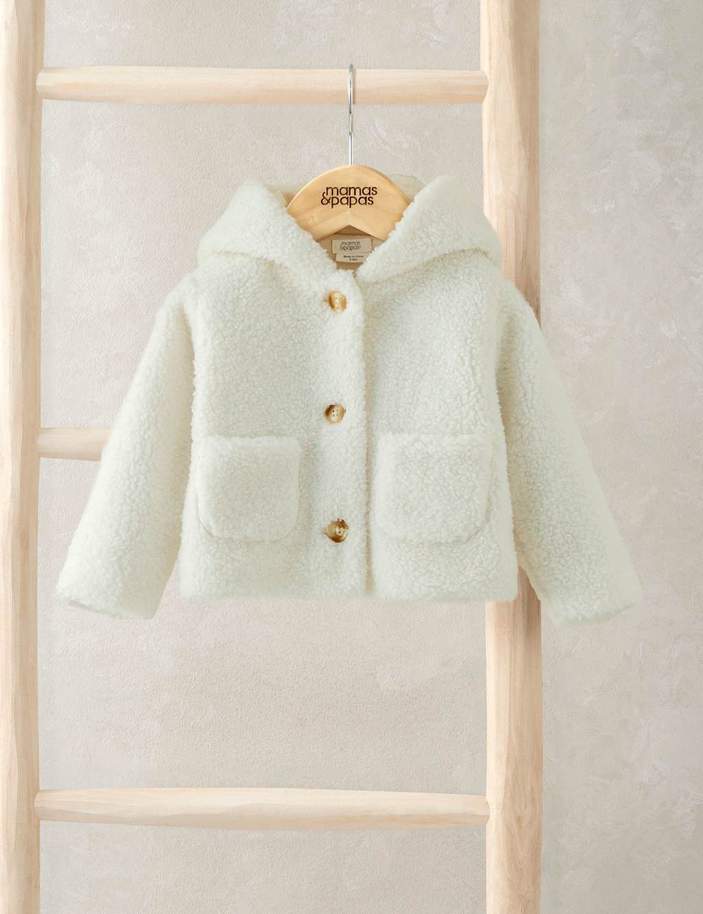 Mamas & Papas Borg 3D Bear Ears Jacket (0-12 Mths) Cream