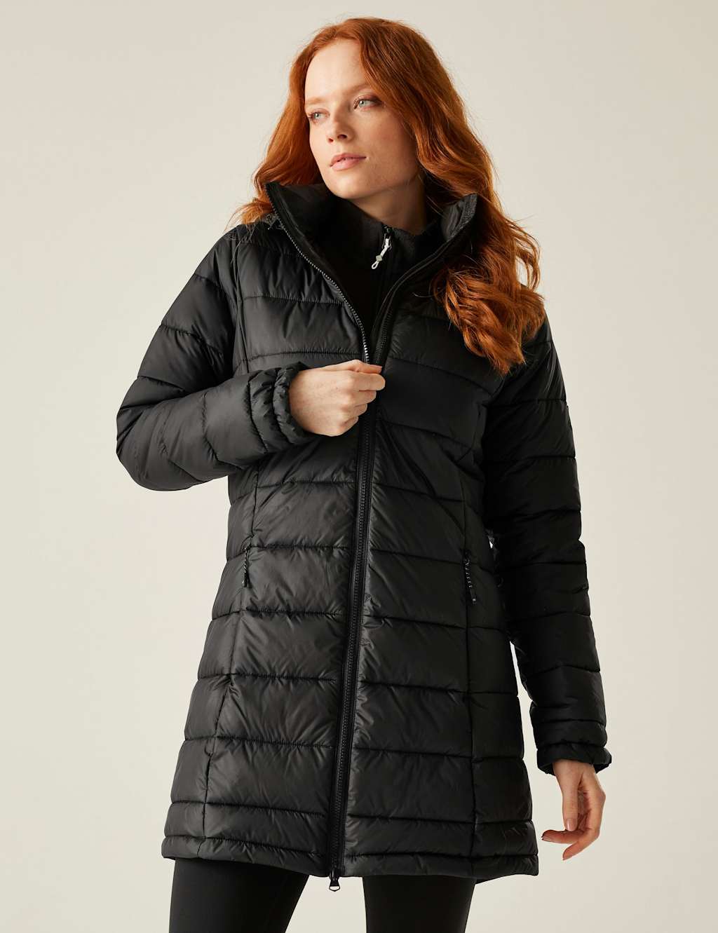 Regatta Starler Hooded Longline Puffer Jacket Black