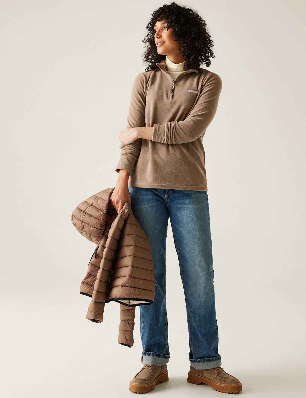 Regatta Sweethart Funnel Neck Half Zip Fleece Brown