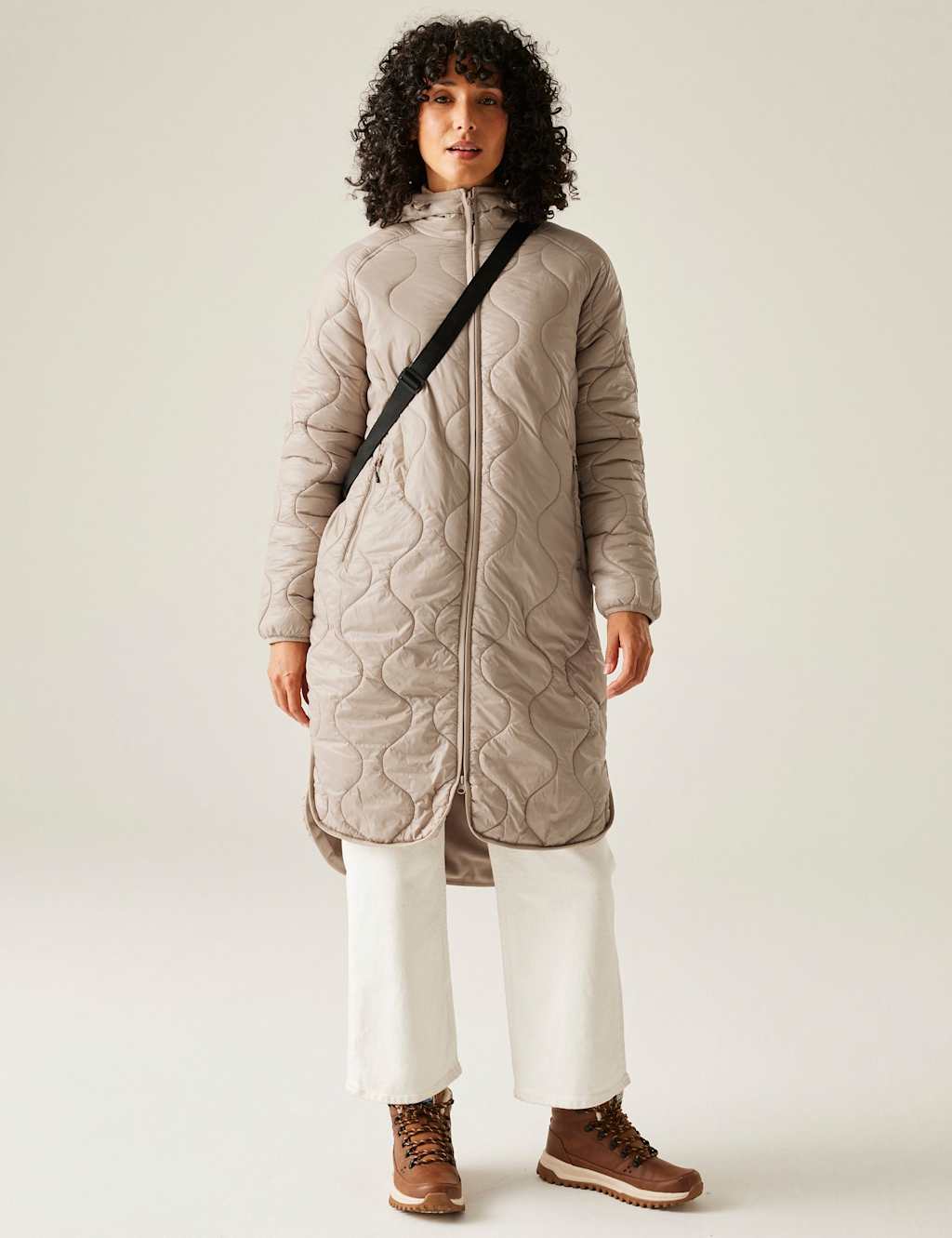 Regatta Triea Quilted Hooded Longline Puffer Jacket Grey