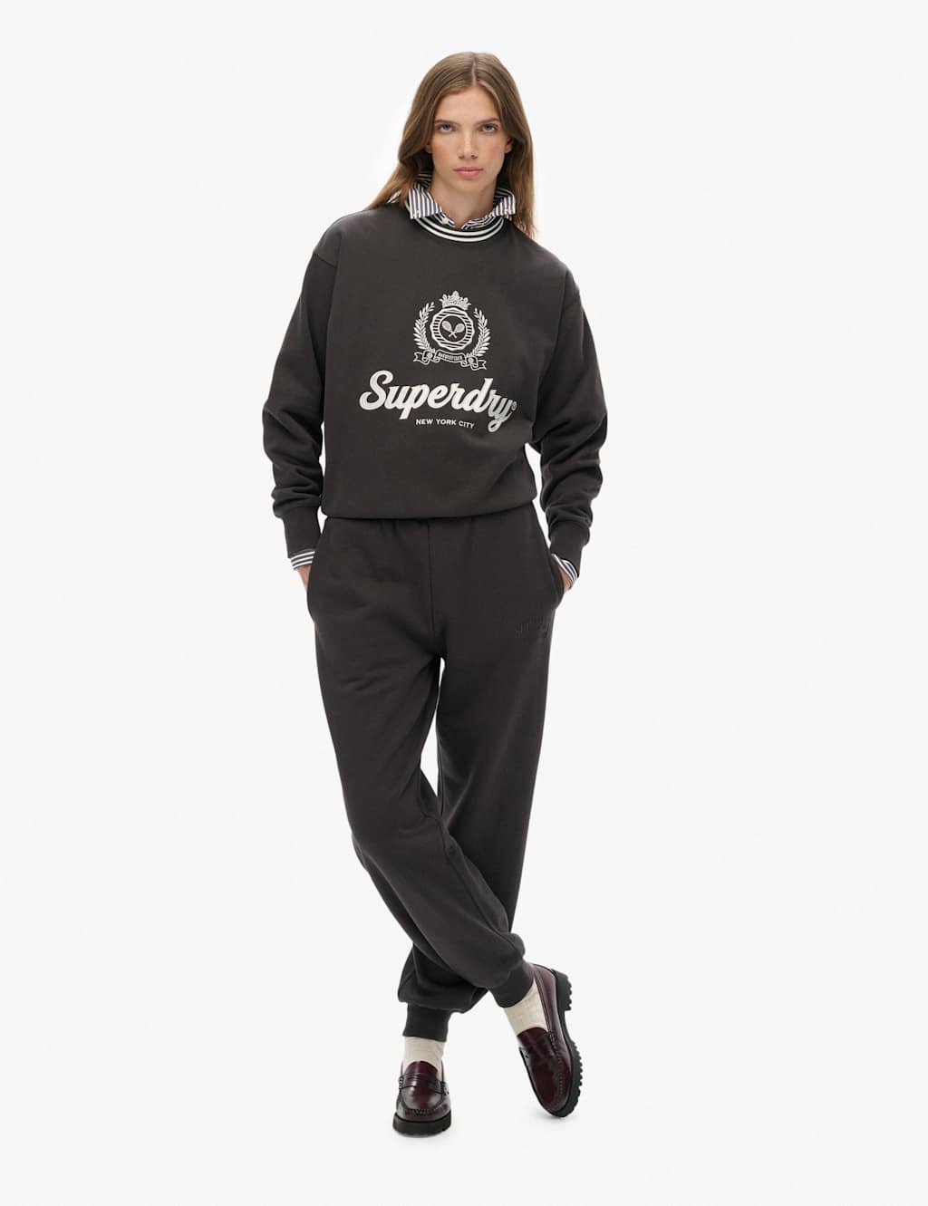 Superdry & Co Cotton Rich Embroidered Logo Joggers Black