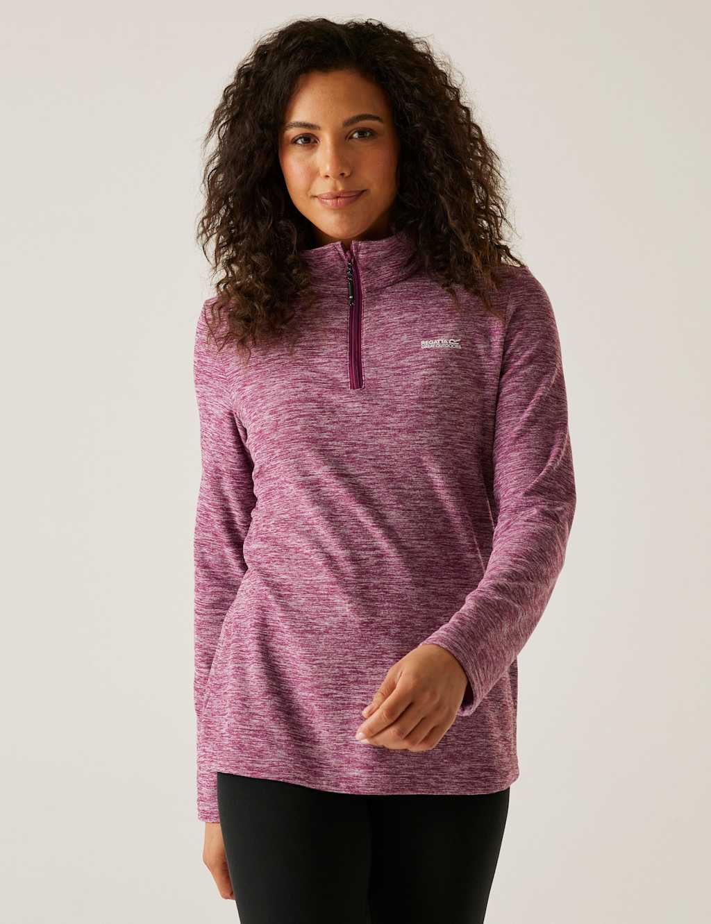 Regatta Sweethart Marl Funnel Neck Half Zip Fleece Pink Mix