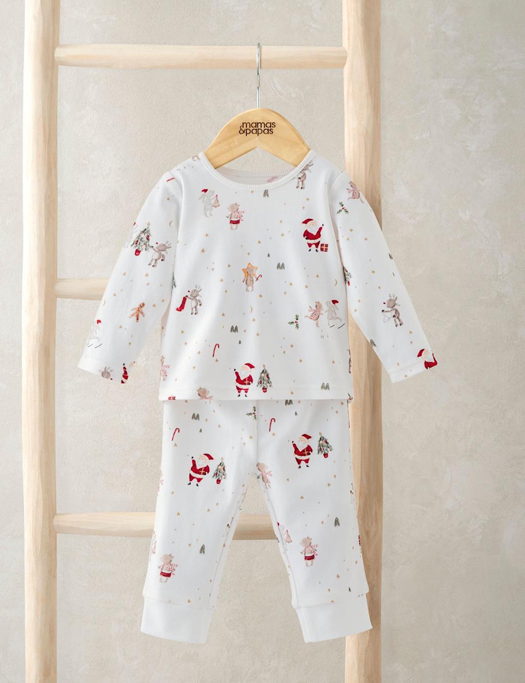 Mamas & Papas Pure Cotton Christmas Pyjamas (0 Mths - 3 Yrs) White
