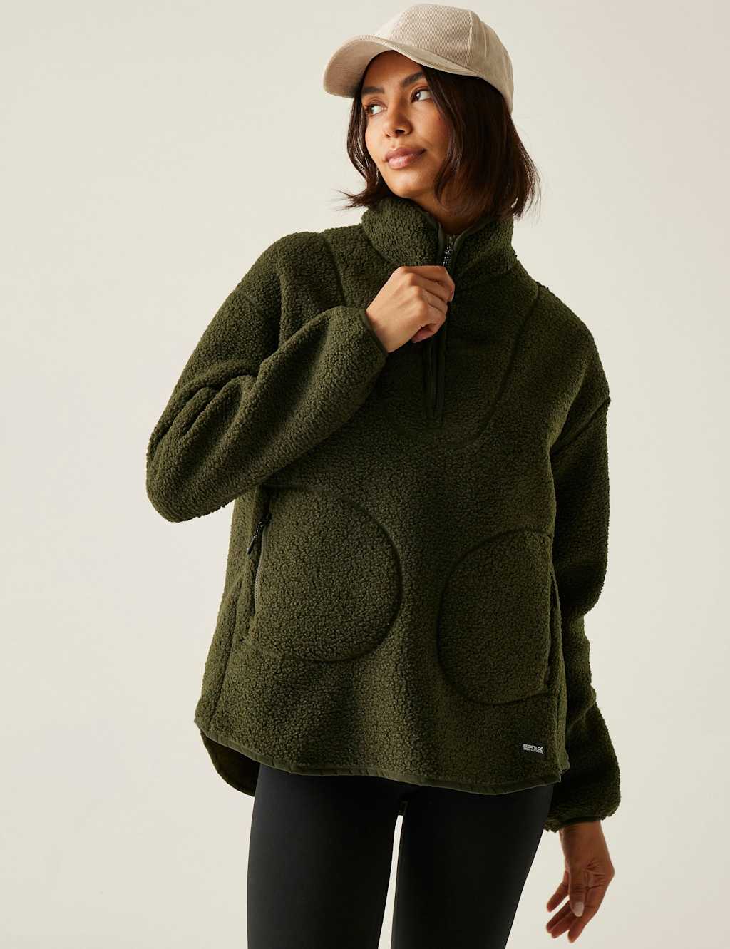 Regatta Frankie Borg Funnel Neck Half Zip Fleece Green