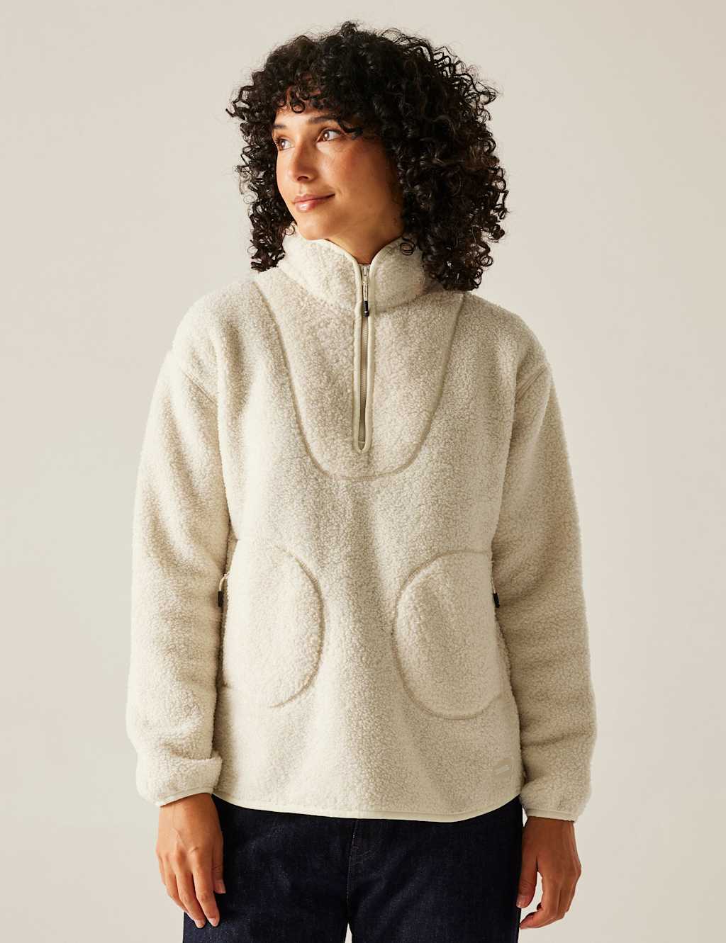 Regatta Frankie Borg Funnel Neck Half Zip Fleece Cream