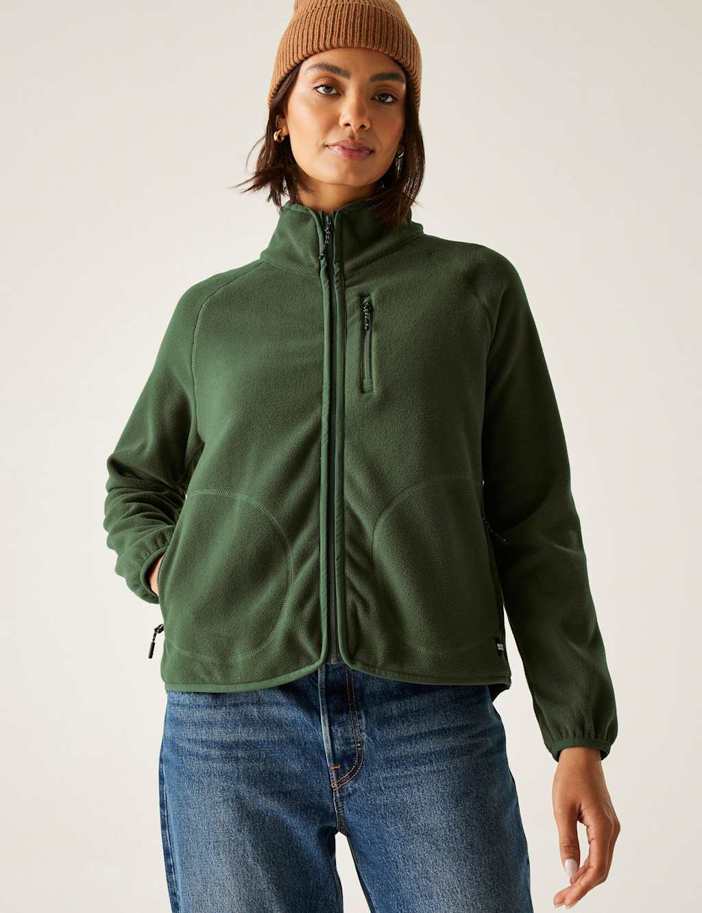 Regatta Frankie Zip Up Funnel Neck Fleece Green
