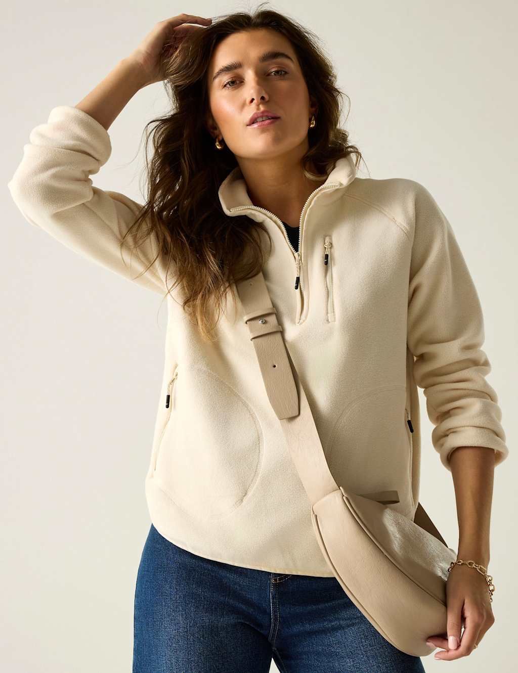 Regatta Women's Frankie Half Zip Funnel Neck Fleece - 20 - Light Cream - Available at M&S