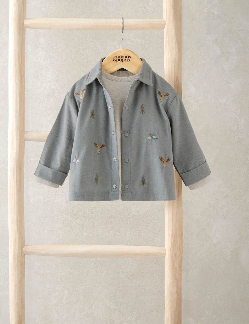 Mamas & Papas Pure Cotton Cord Shirt & T-Shirt Set (0-3 Yrs) Blue