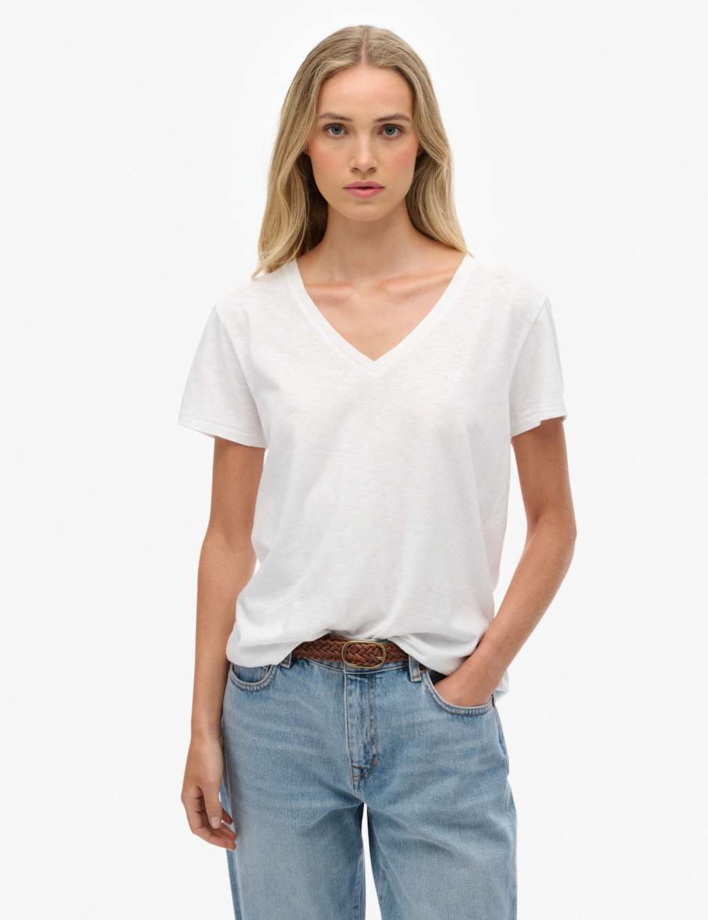Superdry & Co Cotton Rich V-Neck T-Shirt White