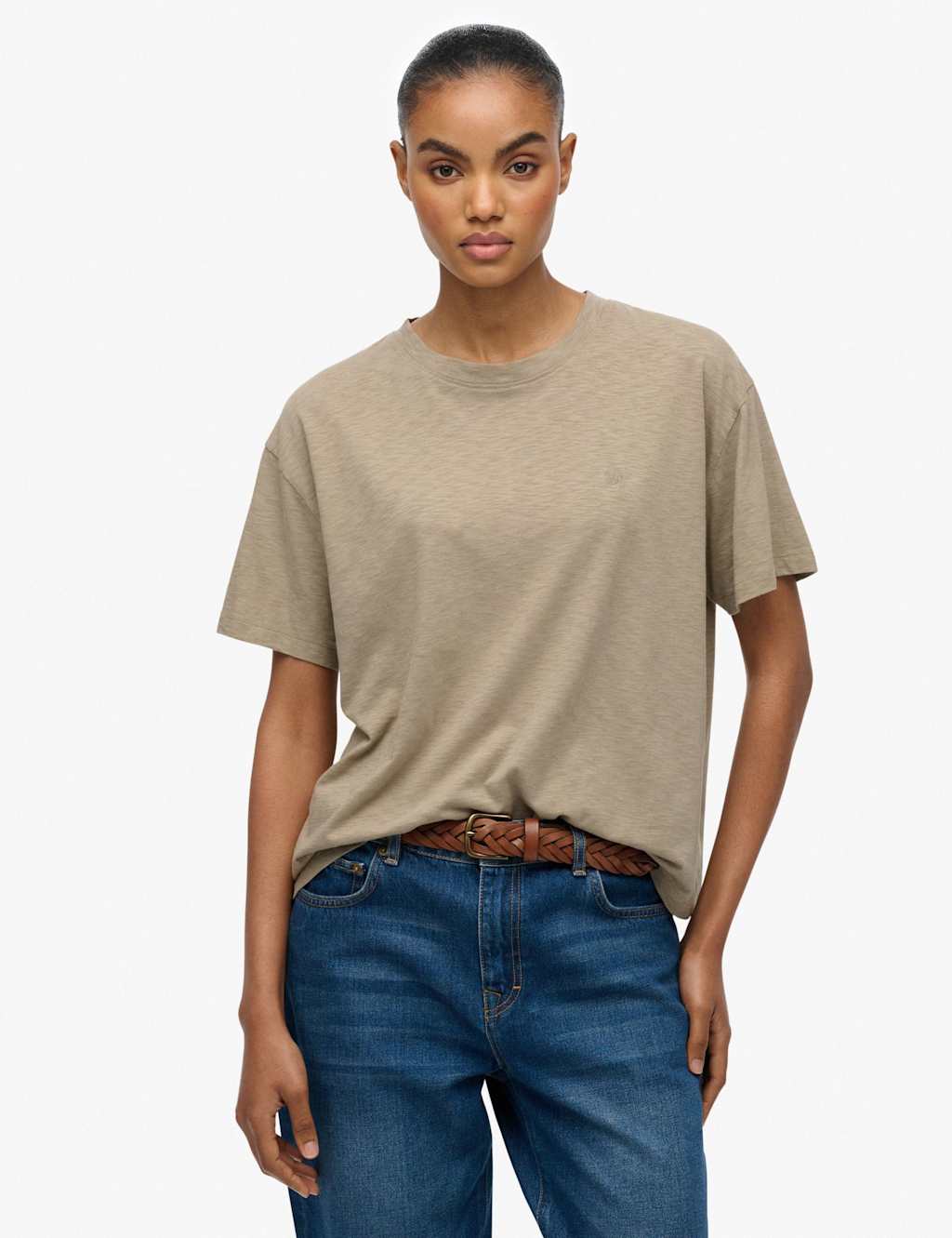 Superdry & Co Cotton Rich T-Shirt Beige